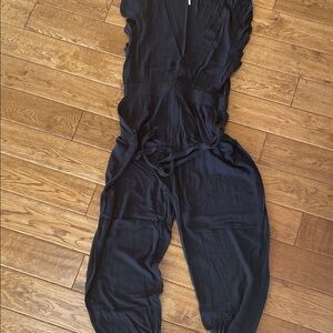 Free People Black Button-Front Jumpsuit